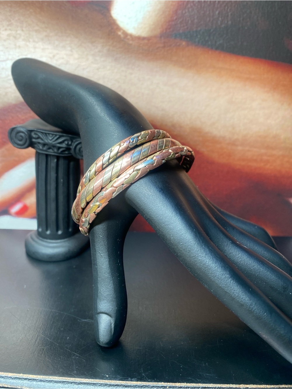 🍇Vintage Nepal Tibet Silver Copper Brass Cuff Bracelets Set of 3 Mix